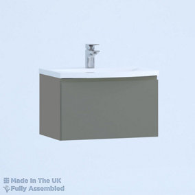 600mm Curve 1 Drawer Wall Hung Bathroom Vanity Basin Unit (Fully Assembled) - Lucente Gloss Dust Grey