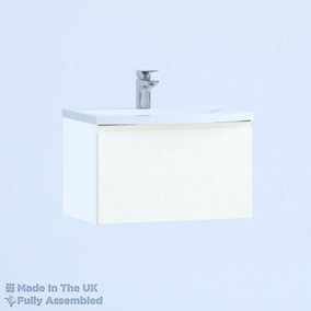600mm Curve 1 Drawer Wall Hung Bathroom Vanity Basin Unit (Fully Assembled) - Lucente Matt White