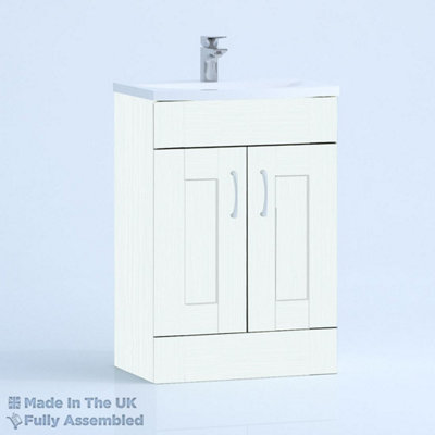 600mm Curve 2 Door Floor Standing Bathroom Vanity Basin Unit (Fully Assembled) - Cambridge Solid Wood Ivory Price Comparisons | Compare The Build