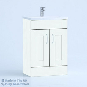 600mm Curve 2 Door Floor Standing Bathroom Vanity Basin Unit (Fully Assembled) - Cambridge Solid Wood Ivory