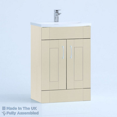 600mm Curve 2 Door Floor Standing Bathroom Vanity Basin Unit (Fully Assembled) - Cambridge Solid Wood Mussel Price Comparisons | Compare The Build