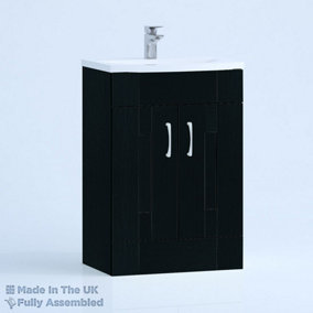 600mm Curve 2 Door Floor Standing Bathroom Vanity Basin Unit (Fully Assembled) - Cartmel Woodgrain Anthracite