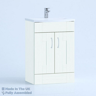 600mm Curve 2 Door Floor Standing Bathroom Vanity Basin Unit (Fully Assembled) - Cartmel Woodgrain Ivory Price Comparisons | Compare The Build
