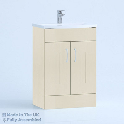 600mm Curve 2 Door Floor Standing Bathroom Vanity Basin Unit (Fully Assembled) - Cartmel Woodgrain Mussel Price Comparisons | Compare The Build