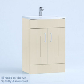 600mm Curve 2 Door Floor Standing Bathroom Vanity Basin Unit (Fully Assembled) - Cartmel Woodgrain Mussel