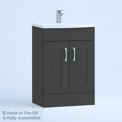 600mm Curve 2 Door Floor Standing Bathroom Vanity Basin Unit (Fully Assembled) - Oxford Matt Anthracite Price Comparisons | Compare The Build