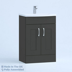 600mm Curve 2 Door Floor Standing Bathroom Vanity Basin Unit (Fully Assembled) - Oxford Matt Anthracite