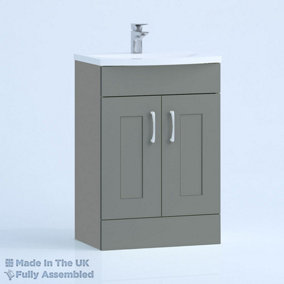 600mm Curve 2 Door Floor Standing Bathroom Vanity Basin Unit (Fully Assembled) - Oxford Matt Dust Grey