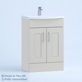600mm Curve 2 Door Floor Standing Bathroom Vanity Basin Unit (Fully Assembled) - Oxford Matt Light Grey