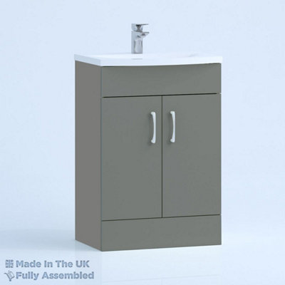 600mm Curve 2 Door Floor Standing Bathroom Vanity Basin Unit (Fully Assembled) - Vivo Gloss Dust Grey Price Comparisons | Compare The Build
