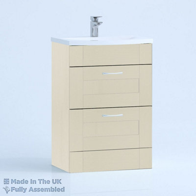600mm Curve 2 Drawer Floor Standing Bathroom Vanity Basin Unit (Fully Assembled) - Cambridge Solid Wood Mussel Price Comparisons | Compare The Build