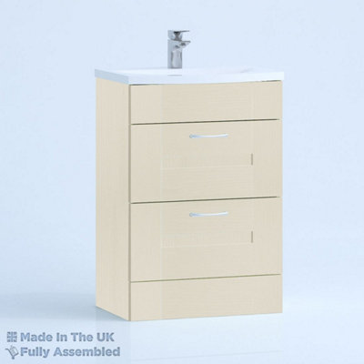 600mm Curve 2 Drawer Floor Standing Bathroom Vanity Basin Unit (Fully Assembled) - Cartmel Woodgrain Mussel Price Comparisons | Compare The Build