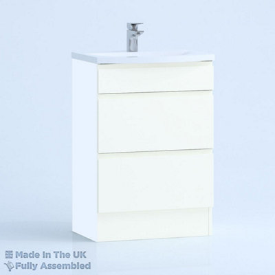 600mm Curve 2 Drawer Floor Standing Bathroom Vanity Basin Unit (Fully Assembled) - Lucente Gloss White Price Comparisons | Compare The Build