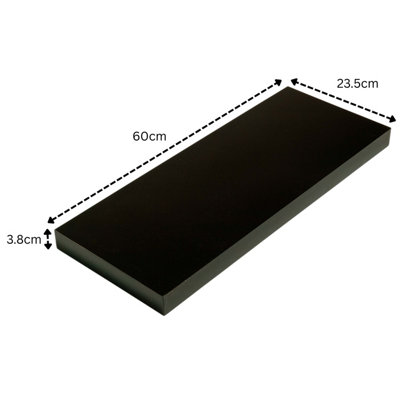600mm Floating Hudson Shelf Kit, Black High Gloss