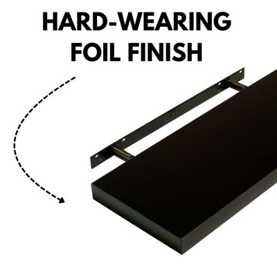 600mm Floating Hudson Shelf Kit, Black High Gloss