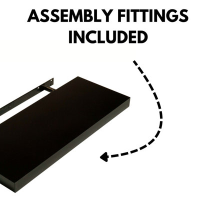 600mm Floating Hudson Shelf Kit, Black High Gloss