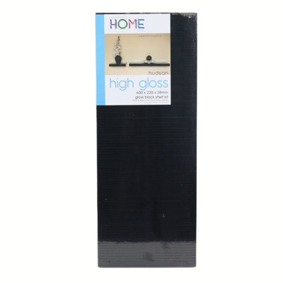 600mm Floating Hudson Shelf Kit, Black High Gloss