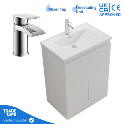 600mm Freestanding Bathroom Vanity Unit with Basin Chrome Round Tap & Waste Price Comparisons | Compare The Build