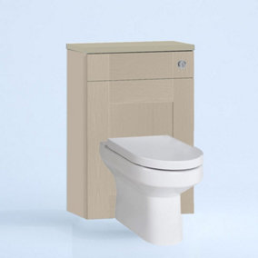 600mm Freestanding WC Unit (Fully Assembled) - Cartmel Woodgrain Cashmere Slimline Depth With No Pan And No Cistern