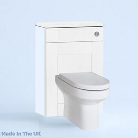 600mm Freestanding WC Unit (Fully Assembled) - Cartmel Woodgrain White Slimline Depth With No Pan And No Cistern
