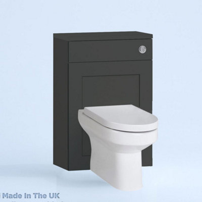 600mm Freestanding WC Unit (Fully Assembled) - Oxford Matt Anthracite Slimline Depth With No Pan And No Cistern