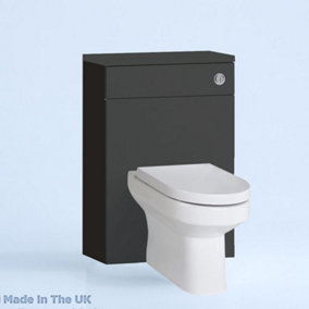 600mm Freestanding WC Unit (Fully Assembled) - Vivo Gloss Anthracite Slimline Depth With No Pan And No Cistern
