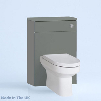 600mm Freestanding WC Unit (Fully Assembled) - Vivo Matt Dust Grey Slimline Depth With Pan And Cistern