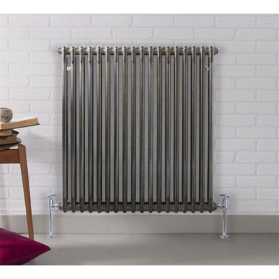 600mm (H) x 1010mm (W) - Raw Metal Horizontal Radiator (New Yorker Classic) - 2 Columns - (0.6m x 1.10m) - Depth 66mm