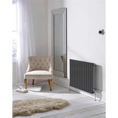 600mm (H) x 1440mm (W) - Anthracite Horizontal Radiator (Paris) - DOUBLE Panel - (0.6m x 1.44m) - Depth 79mm