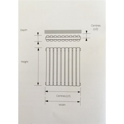 600mm (H) x 1440mm (W) - White Horizontal Radiator (Paris) - DOUBLE Panel - (0.6m x 1.44m) - Depth 79mm