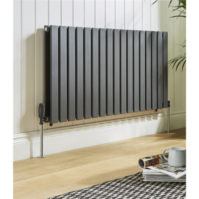 600mm (H) x 420mm (W) - Anthracite Horizontal Radiator (Berlin) - Double Panel - (0.6m x 0.42m) - Depth 70mm