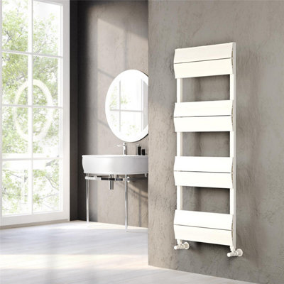 600mm (H) x 500mm (W) - White Vertical Aluminum Heated Towel Rail (Kent) - (0.6m x 0.5m) - Depth 56mm