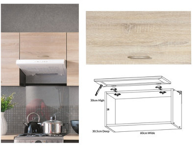 600mm Kitchen Extractor Housing Wall Unit Cabinet 1 Door 60cm Wenge Dark Wood / Oak Effect Junona