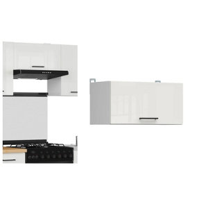 600mm Kitchen Extractor Wall Unit Cabinet 1 Door 60cm White Matt/Chalk Gloss Junona