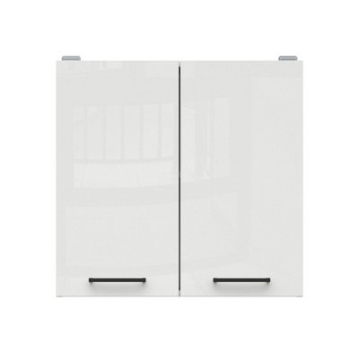 600mm Kitchen Unit Wall Upper Cabinet Cupboard 60cm White Low Gloss Door Junona