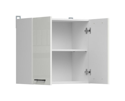 600mm Kitchen Unit Wall Upper Cabinet Cupboard 60cm White Low Gloss Door Junona
