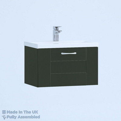 600mm Mid Edge 1 Drawer Wall Hung Bathroom Vanity Basin Unit (Fully Assembled) - Cartmel Woodgrain Fir Green Price Comparisons | Compare The Build