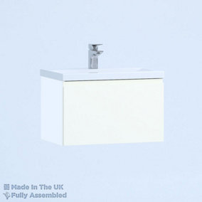 600mm Mid Edge 1 Drawer Wall Hung Bathroom Vanity Basin Unit (Fully Assembled) - Lucente Gloss White