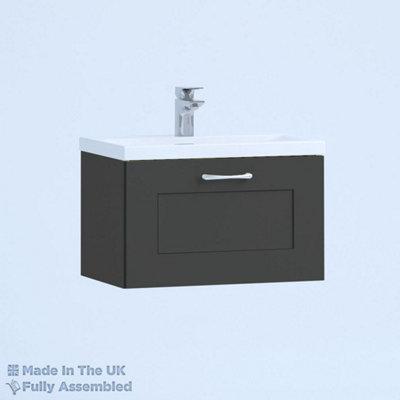 600mm Mid Edge 1 Drawer Wall Hung Bathroom Vanity Basin Unit (Fully Assembled) - Oxford Matt Anthracite Price Comparisons | Compare The Build