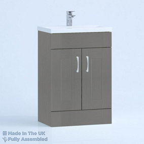 600mm Mid Edge 2 Door Floor Standing Bathroom Vanity Basin Unit (Fully Assembled) - Cambridge Solid Wood Dust Grey