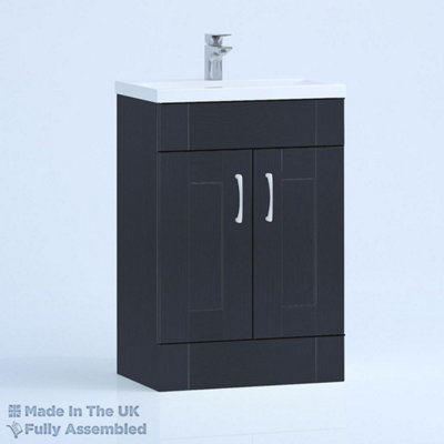 600mm Mid Edge 2 Door Floor Standing Bathroom Vanity Basin Unit (Fully Assembled) - Cambridge Solid Wood Indigo Price Comparisons | Compare The Build