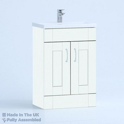 600mm Mid Edge 2 Door Floor Standing Bathroom Vanity Basin Unit (Fully Assembled) - Cambridge Solid Wood Ivory Price Comparisons | Compare The Build
