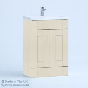 600mm Mid Edge 2 Door Floor Standing Bathroom Vanity Basin Unit (Fully Assembled) - Cambridge Solid Wood Mussel