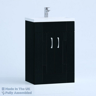 600mm Mid Edge 2 Door Floor Standing Bathroom Vanity Basin Unit (Fully Assembled) - Cartmel Woodgrain Anthracite Price Comparisons | Compare The Build