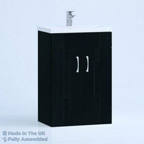 600mm Mid Edge 2 Door Floor Standing Bathroom Vanity Basin Unit (Fully Assembled) - Cartmel Woodgrain Anthracite