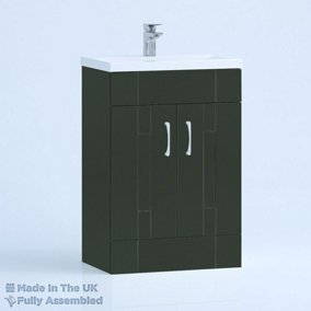 600mm Mid Edge 2 Door Floor Standing Bathroom Vanity Basin Unit (Fully Assembled) - Cartmel Woodgrain Fir Green