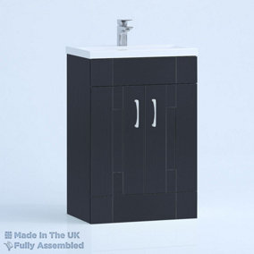 600mm Mid Edge 2 Door Floor Standing Bathroom Vanity Basin Unit (Fully Assembled) - Cartmel Woodgrain Indigo