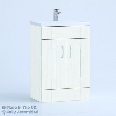 600mm Mid Edge 2 Door Floor Standing Bathroom Vanity Basin Unit (Fully Assembled) - Cartmel Woodgrain Ivory Price Comparisons | Compare The Build