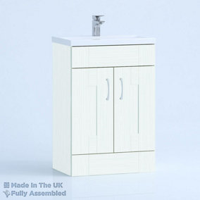 600mm Mid Edge 2 Door Floor Standing Bathroom Vanity Basin Unit (Fully Assembled) - Cartmel Woodgrain Ivory