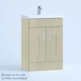 600mm Mid Edge 2 Door Floor Standing Bathroom Vanity Basin Unit (Fully Assembled) - Cartmel Woodgrain Sage Green